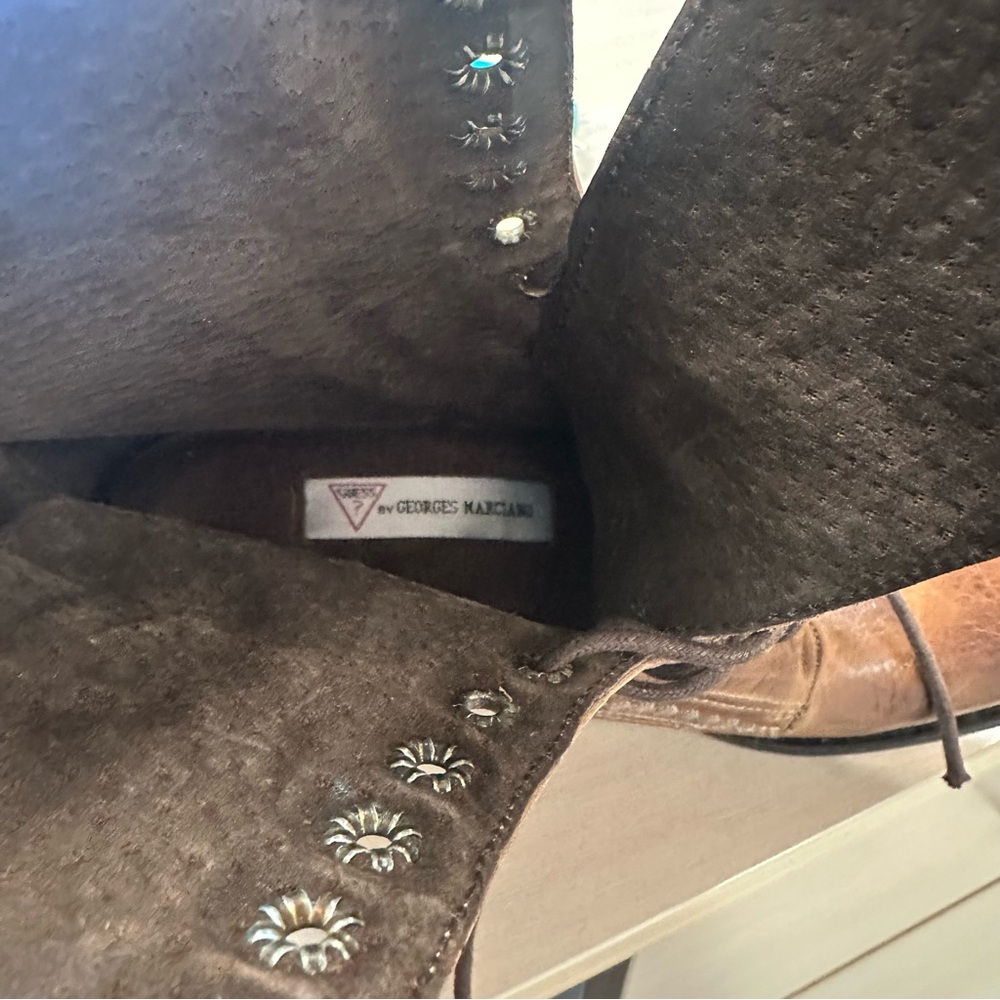 Women’s Vintagr Brown Leather Lace-Up Western Boots - Picture 10 of 13